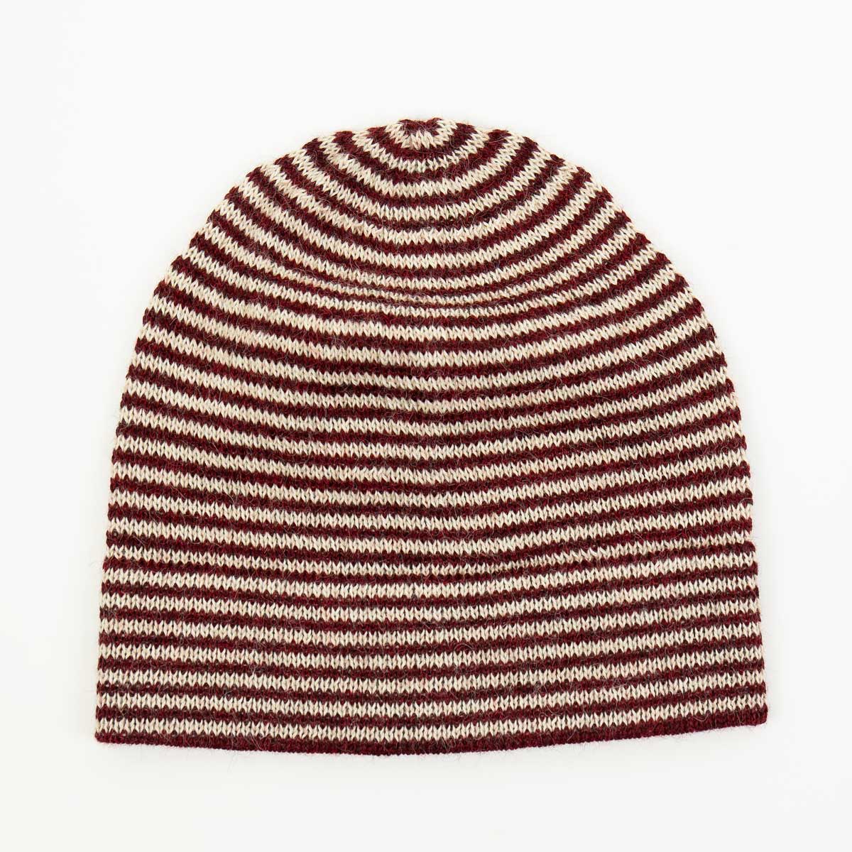 ALPACKA/26 Mössa, vinröd/beige