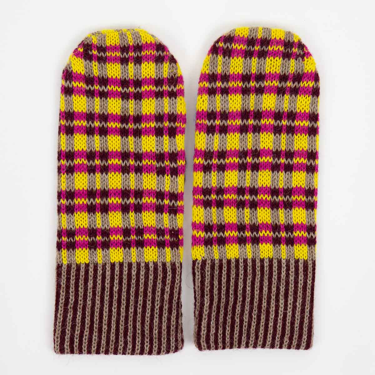 ALPACKA/23 Mittens, yellow/pink 