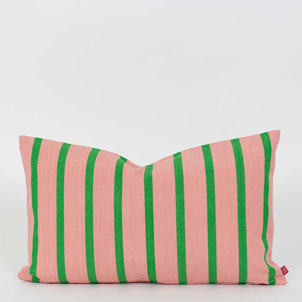 Randigt kuddfodral 50x30, rosa och grönt