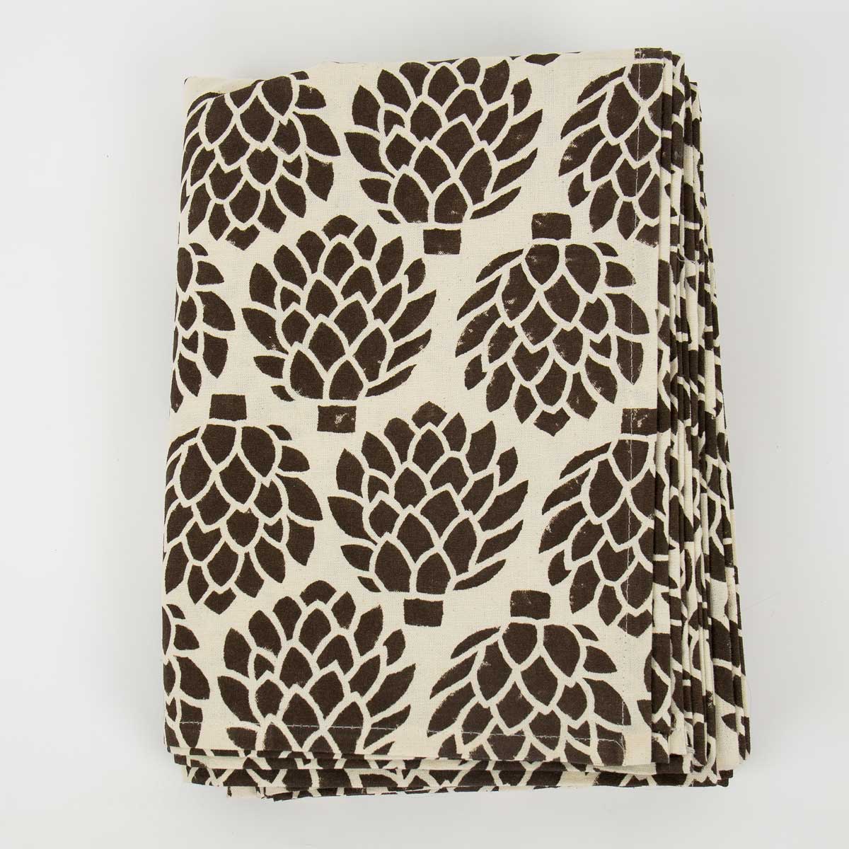 ARTICHOKE Tablecloth, offwhite/brown