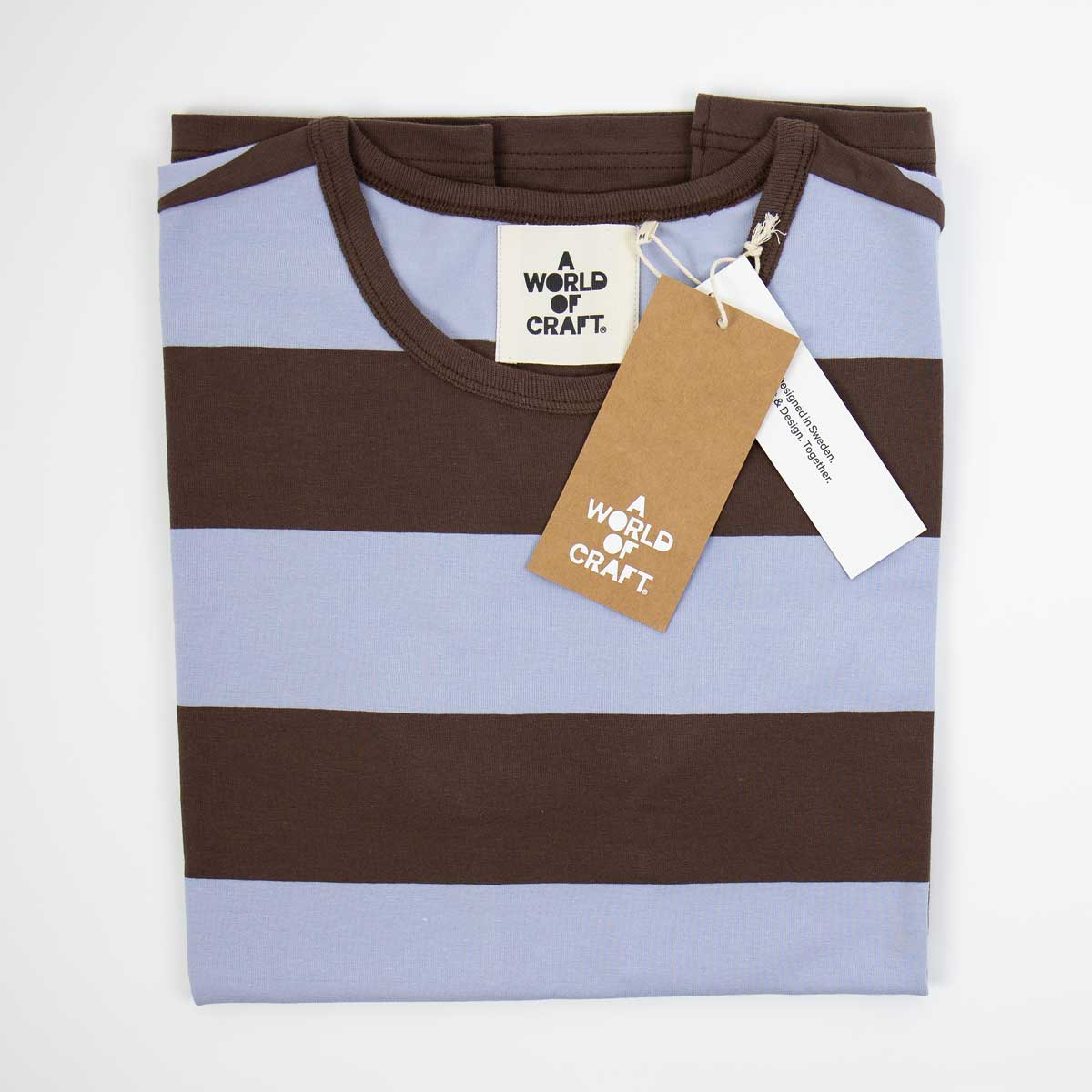 AWOC Herr T-shirt, kort ärm, brun/ljusblå