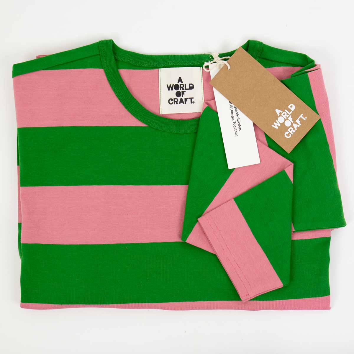 AWOC Herr T-shirt, lång ärm, rosa/grön