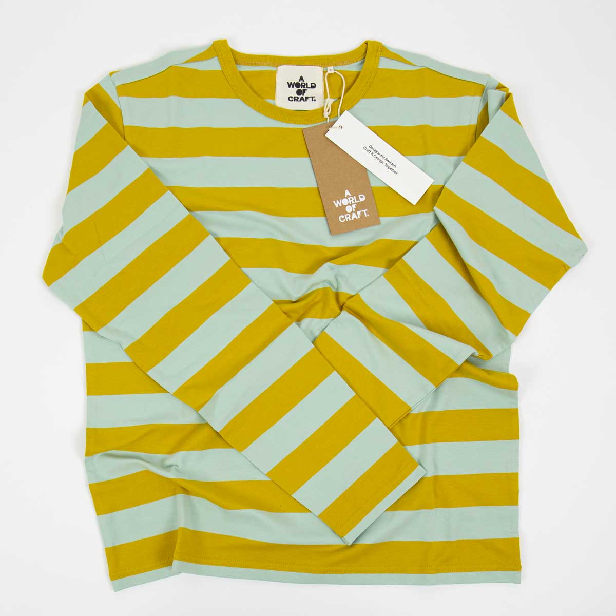 AWOC Men T-shirt, long sleeve, mustard/turquoise