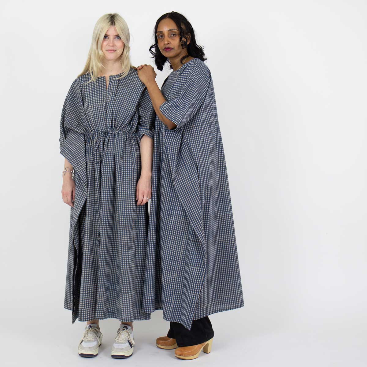 BLUE CHECK Kaftan, indigo