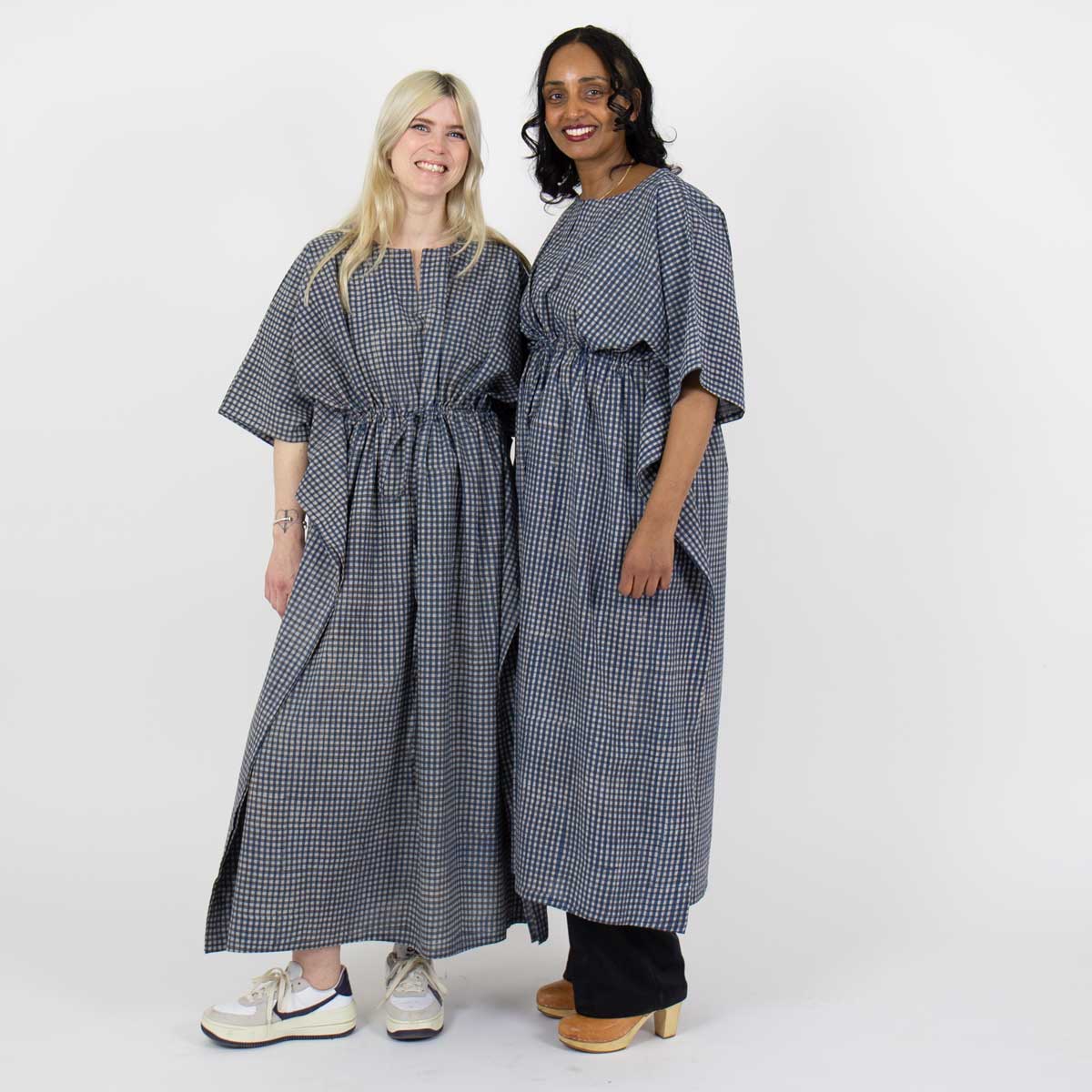 BLUE CHECK Kaftan, indigo