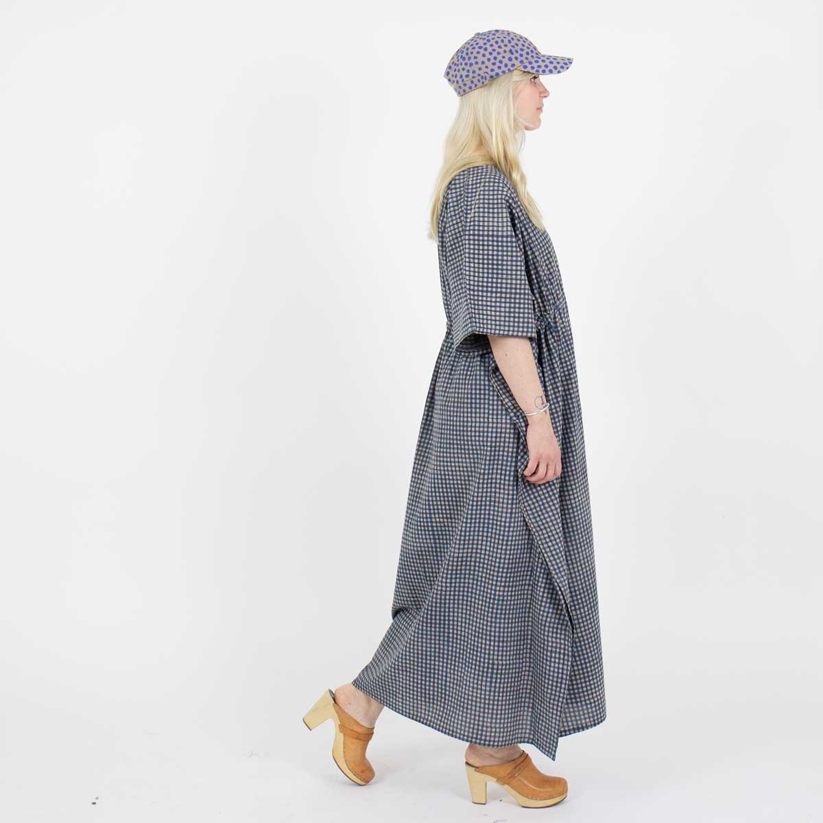 BLUE CHECK Kaftan, indigo