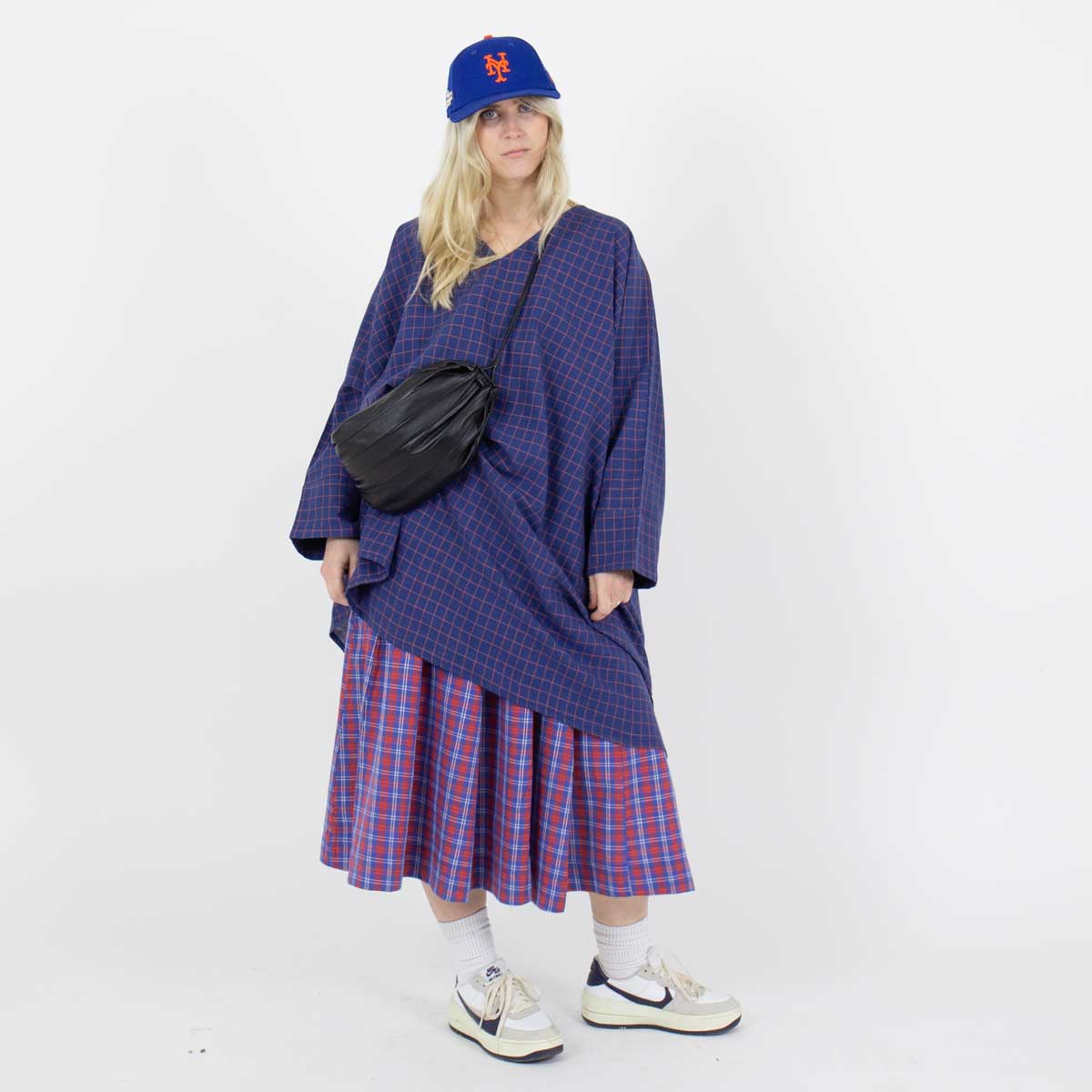 BLUE/RED GRID Tunic, one size