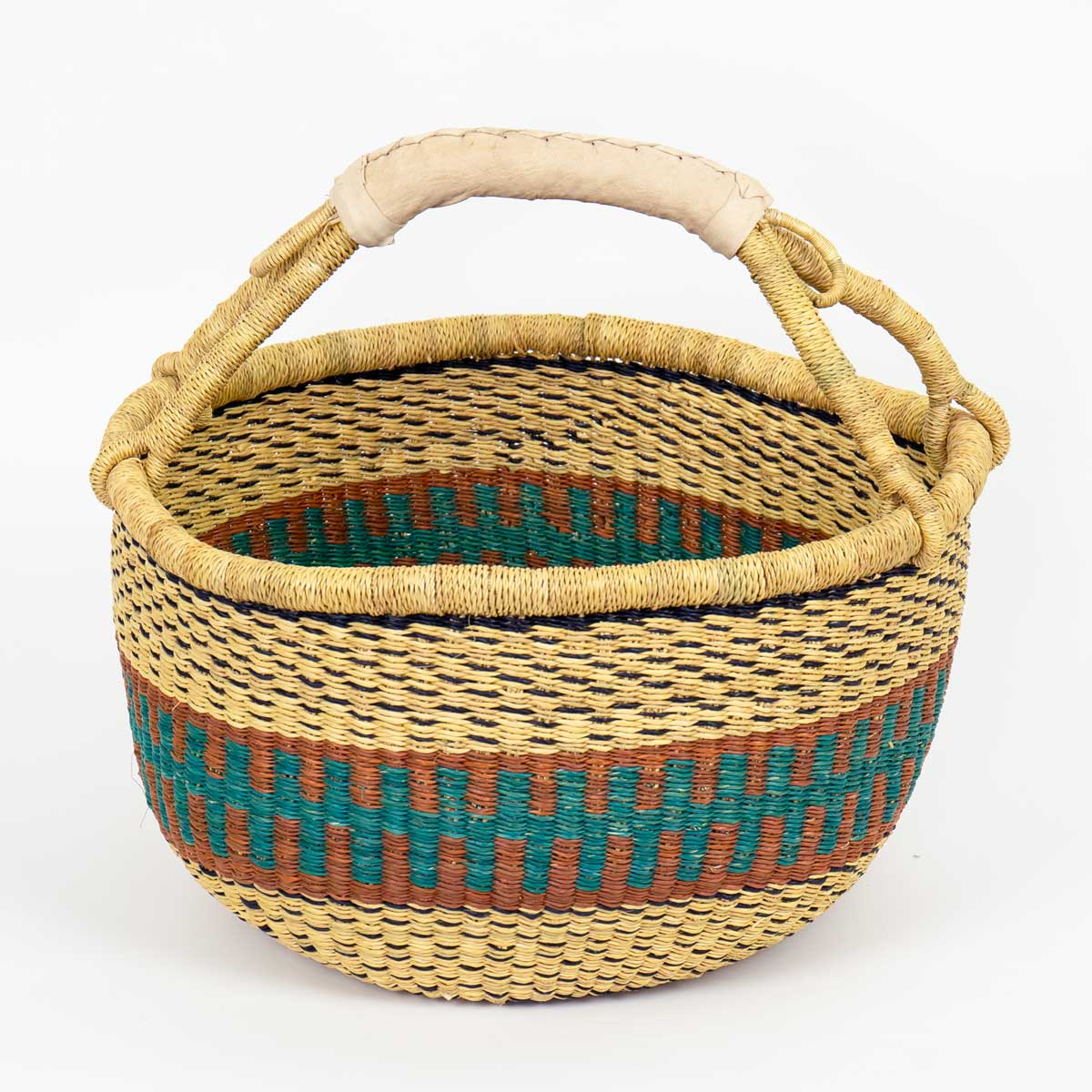 BOLGA SCORE Picnic basket, natural/turq/brown