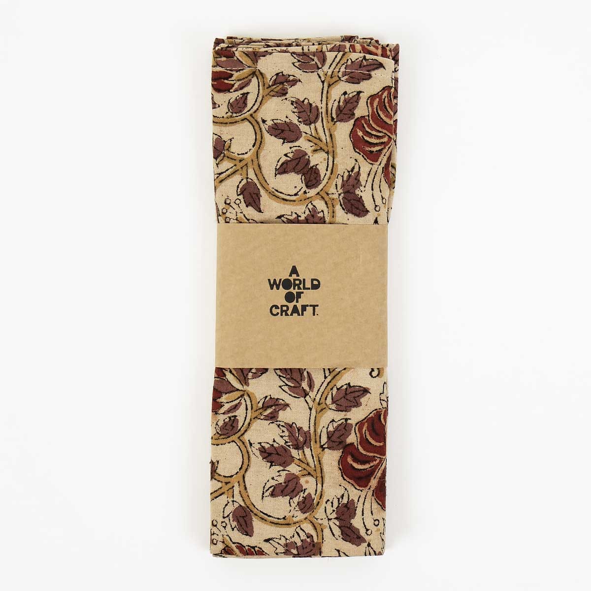 Färgglada servetter i bomull, 2-pack, med beige, svart, rött mönster - Fair Trade
