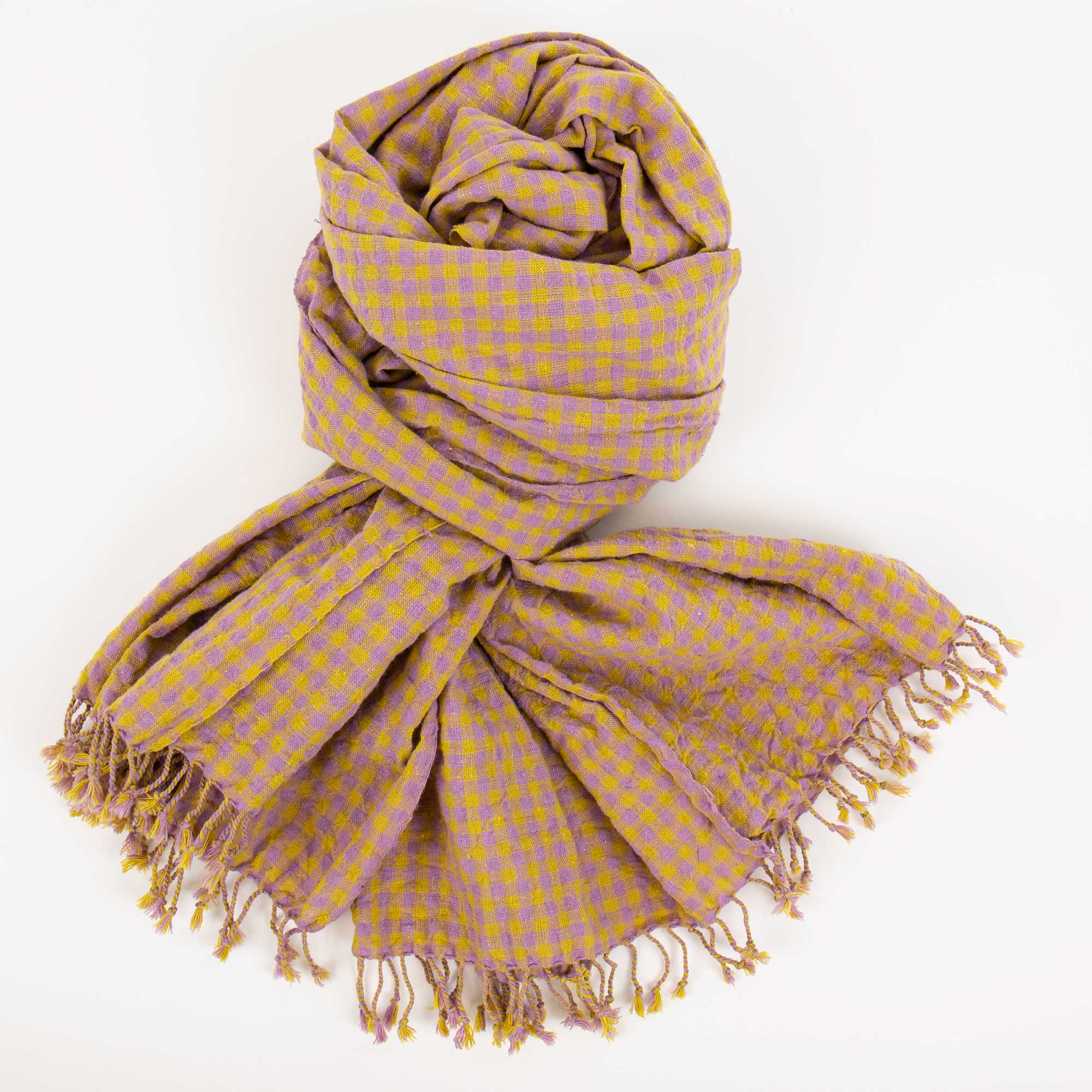 BUFFALO Scarf, mustard/lilac