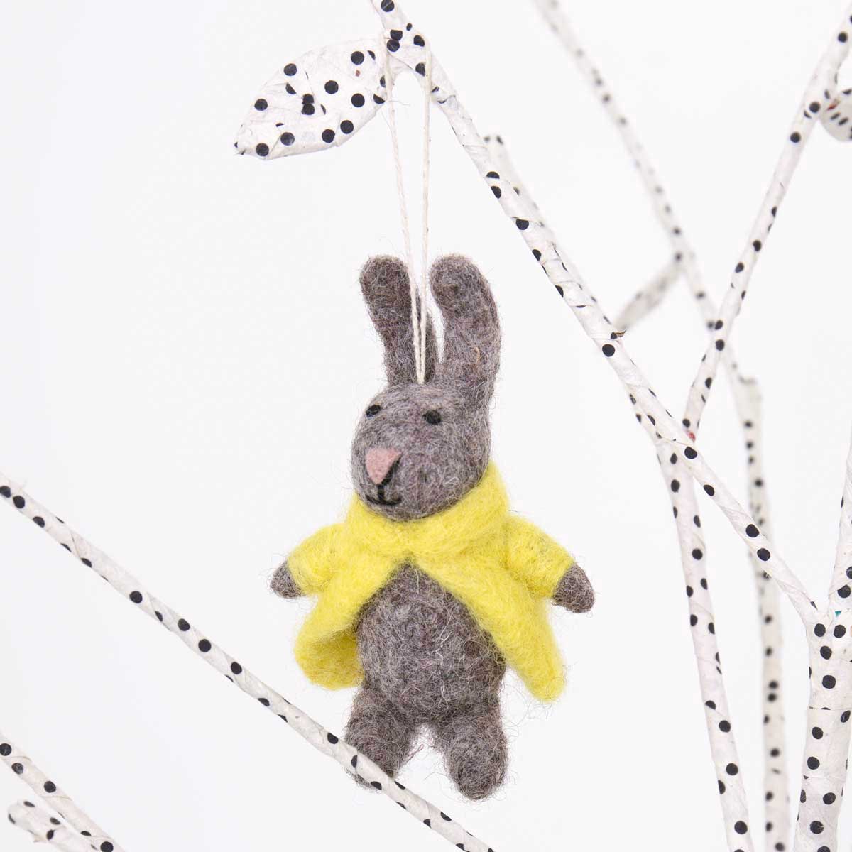 BUNNY WITH COAT Ornament, yellow