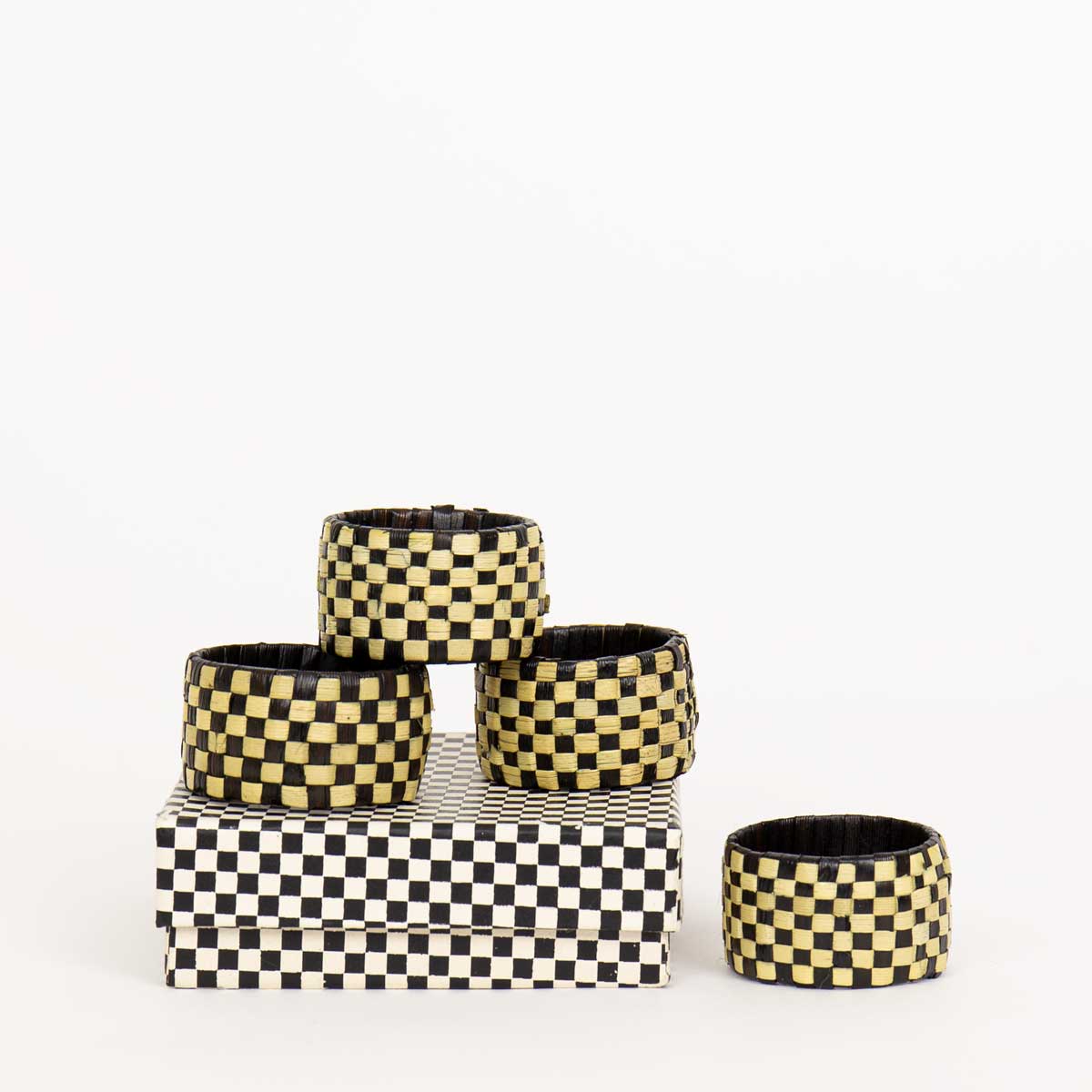 CHESS Servettringar 4-p, svart/natur