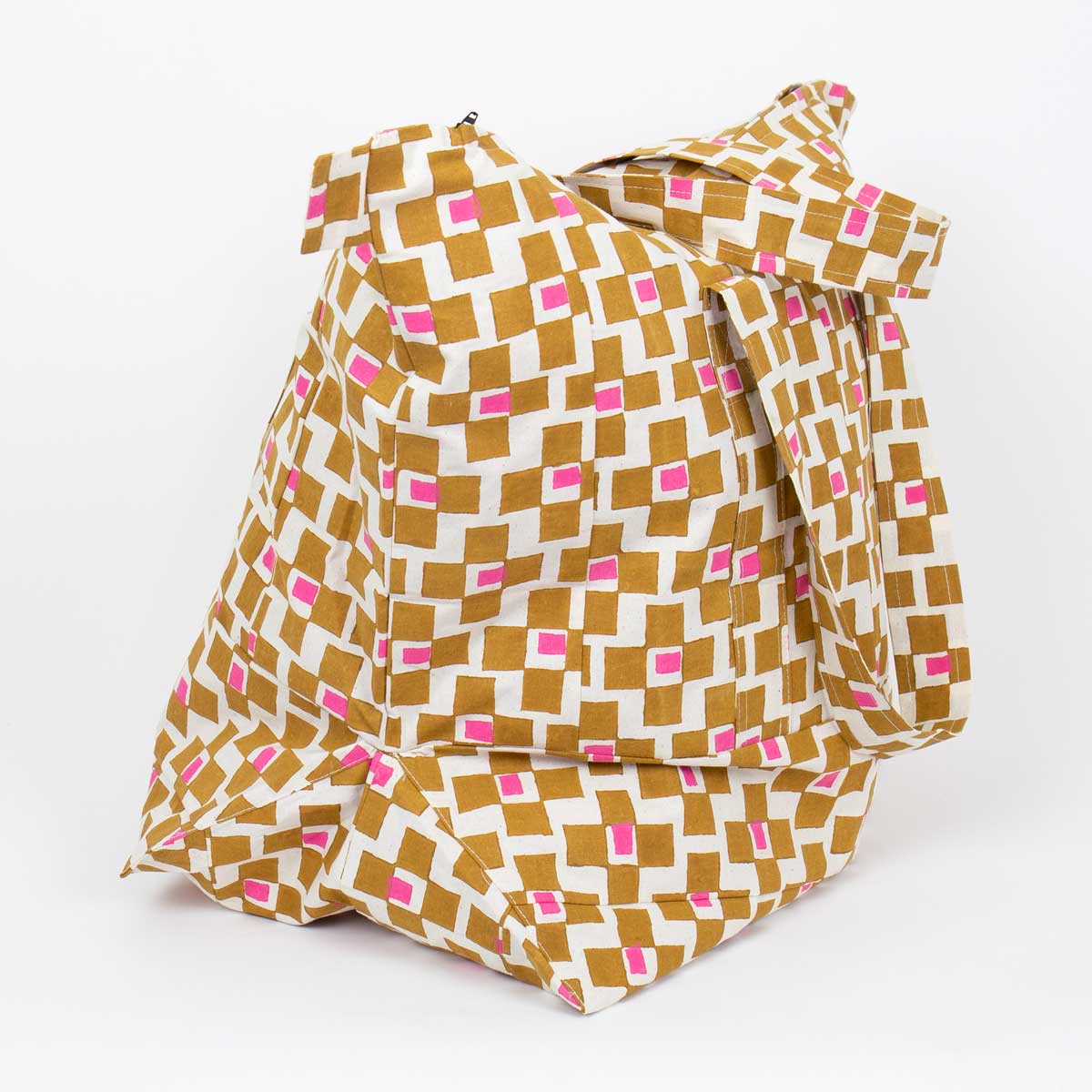 COUPLE Weekendbag, mustard/cerise