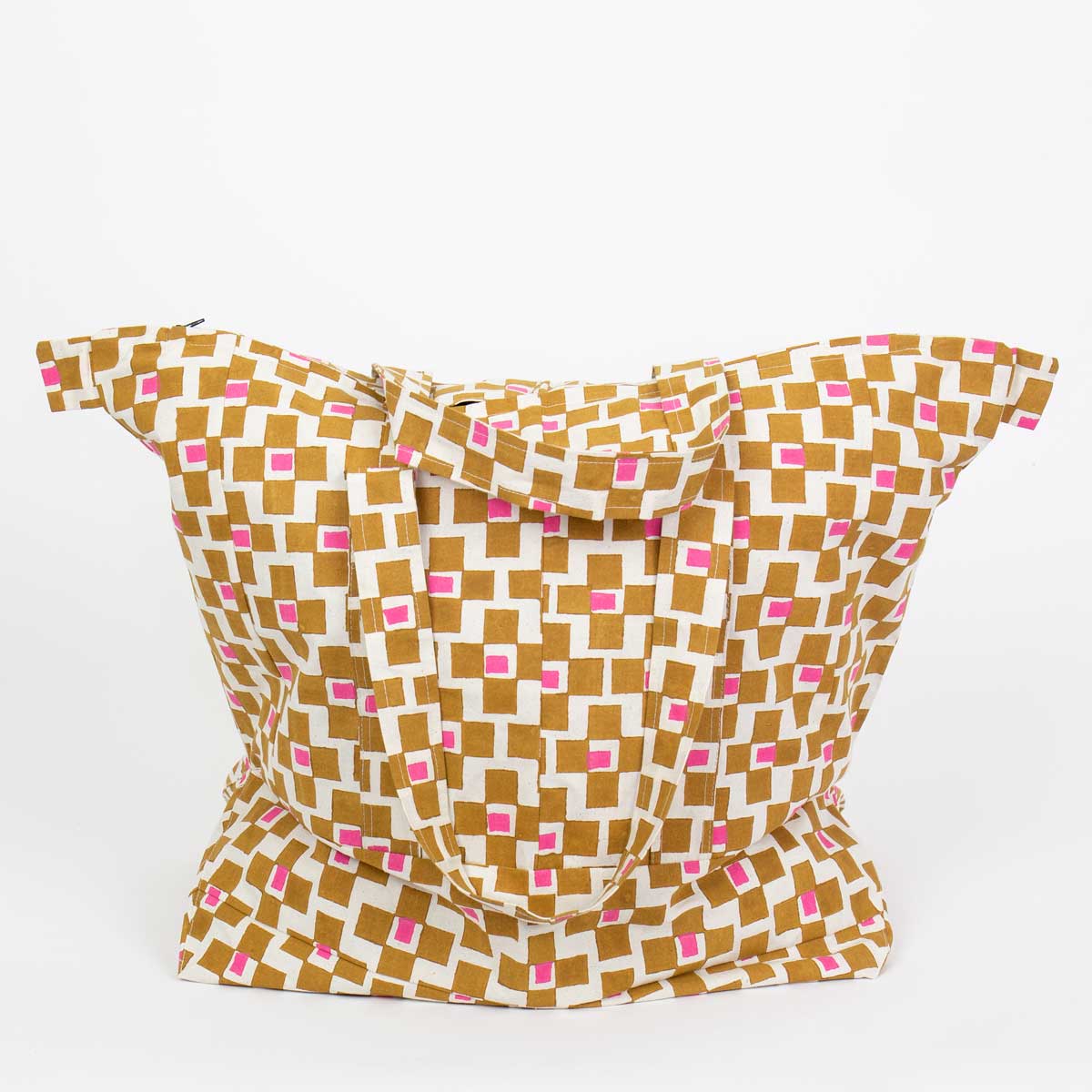 COUPLE Weekendbag, mustard/cerise