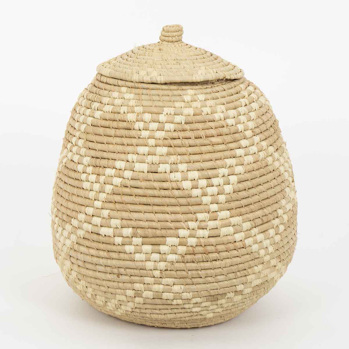 CROSS Basket with lid L, beige/nature