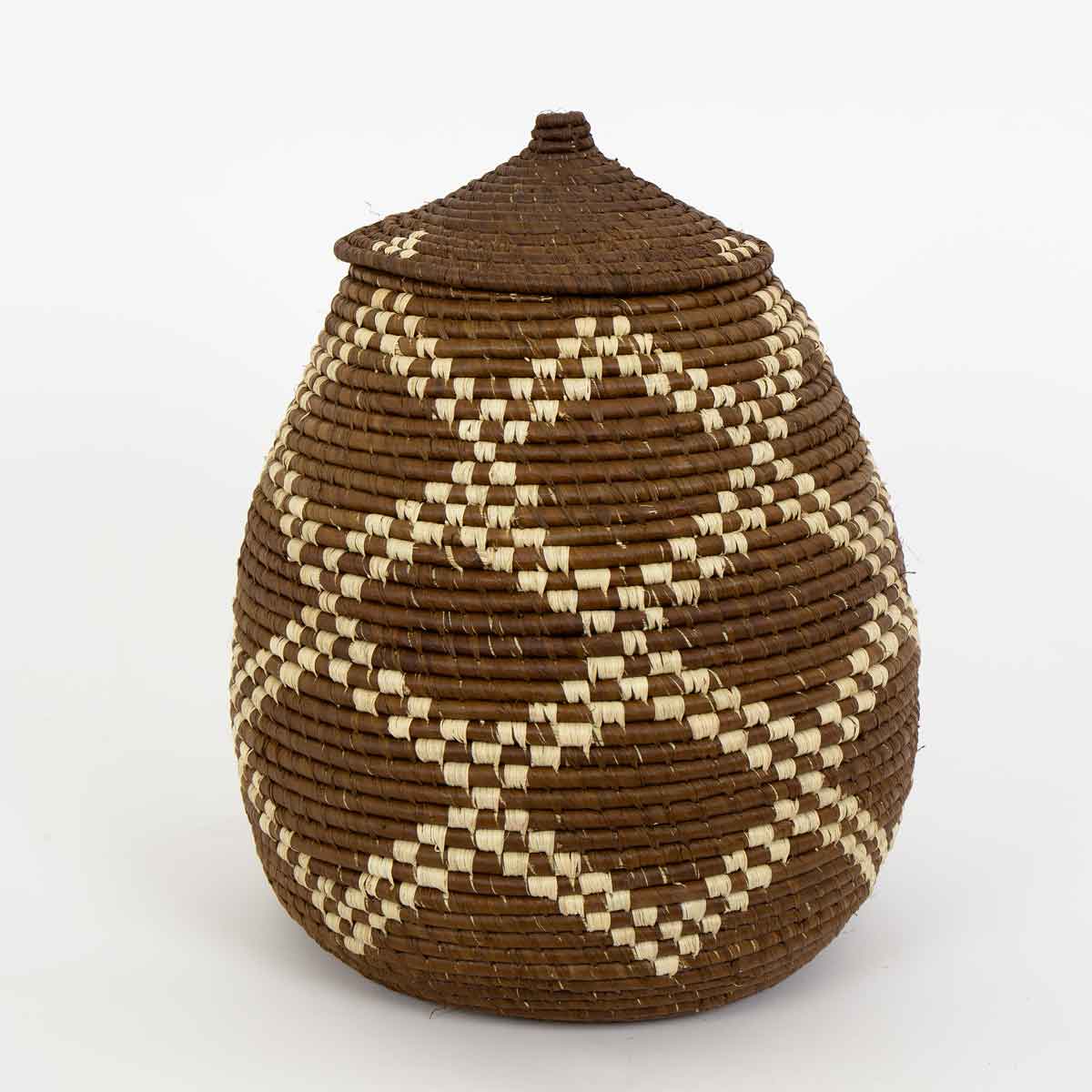 CROSS Basket with lid L, brown/nature