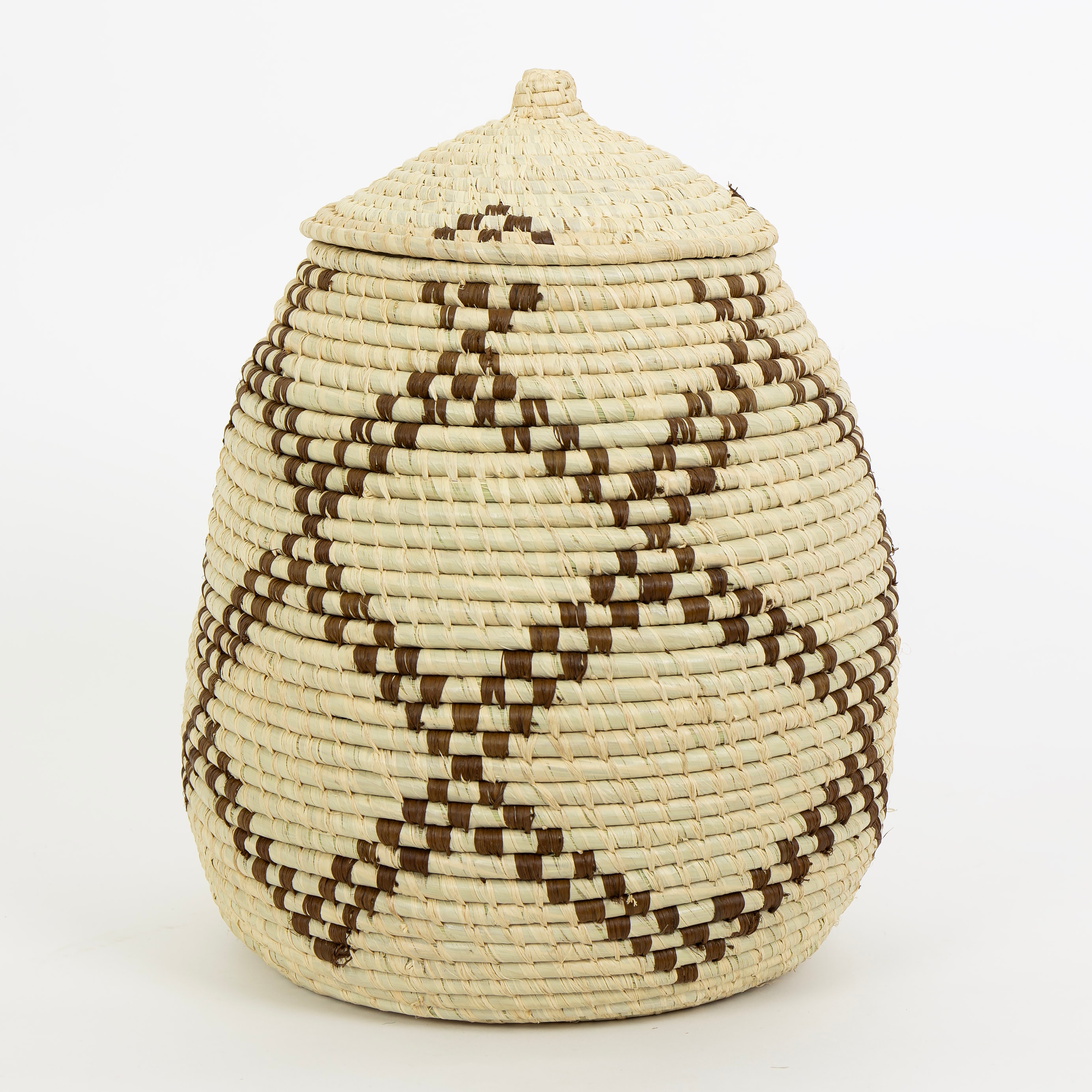 CROSS Basket with lid L, nature/brown