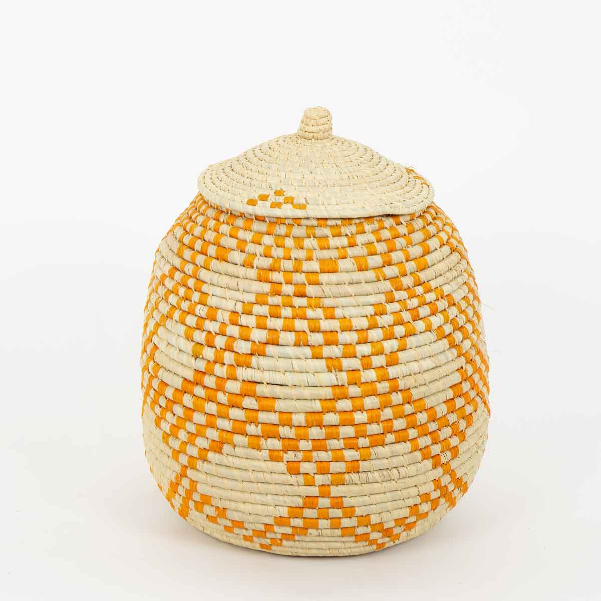 CROSS Basket with lid L, nature/orange