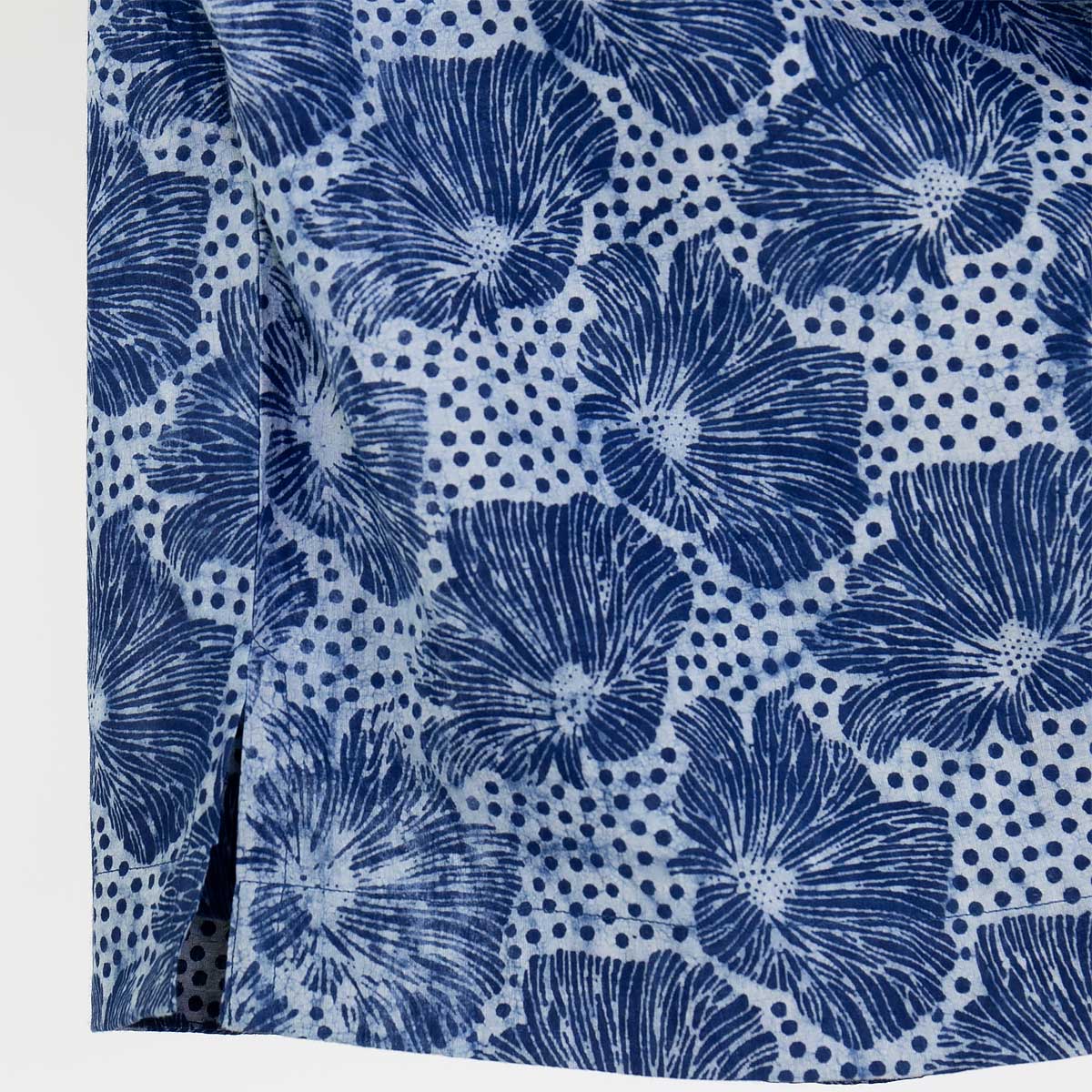 kort kimono med rutigt mönster, i blått - Fair Trade