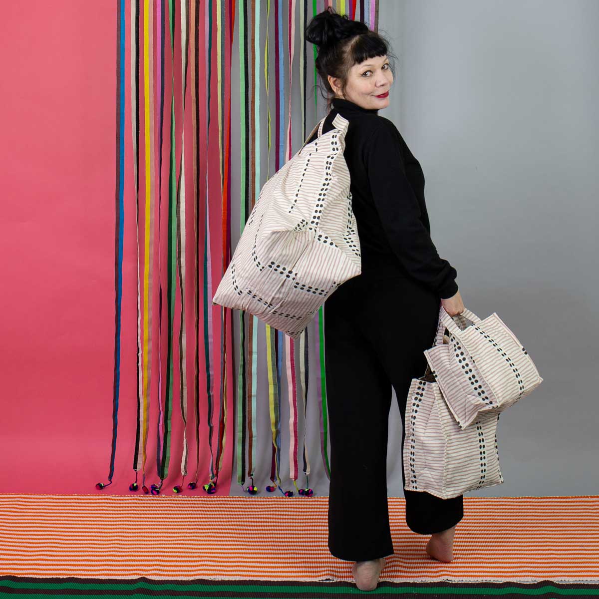 DOTLINE Lunchbag, pink/brown/offwhite