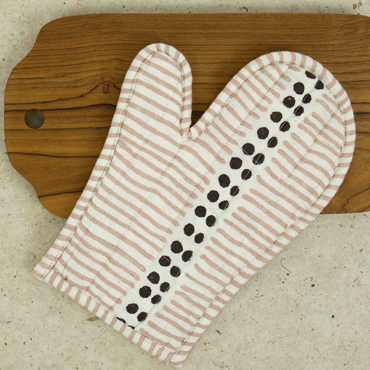 DOTLINE Oven glove, pink/brown/offwhite