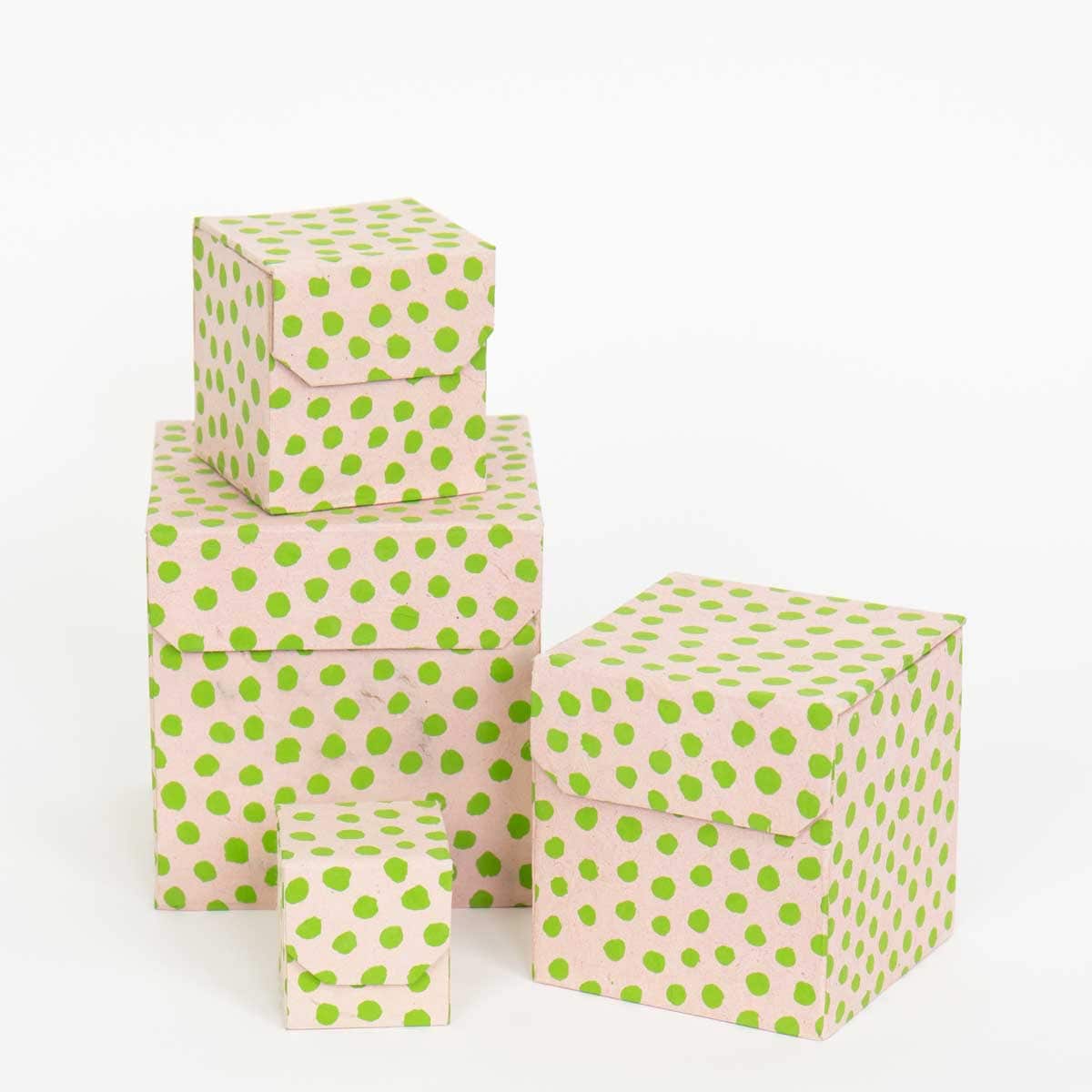 DOTTED Boxes 4-set, pink/green