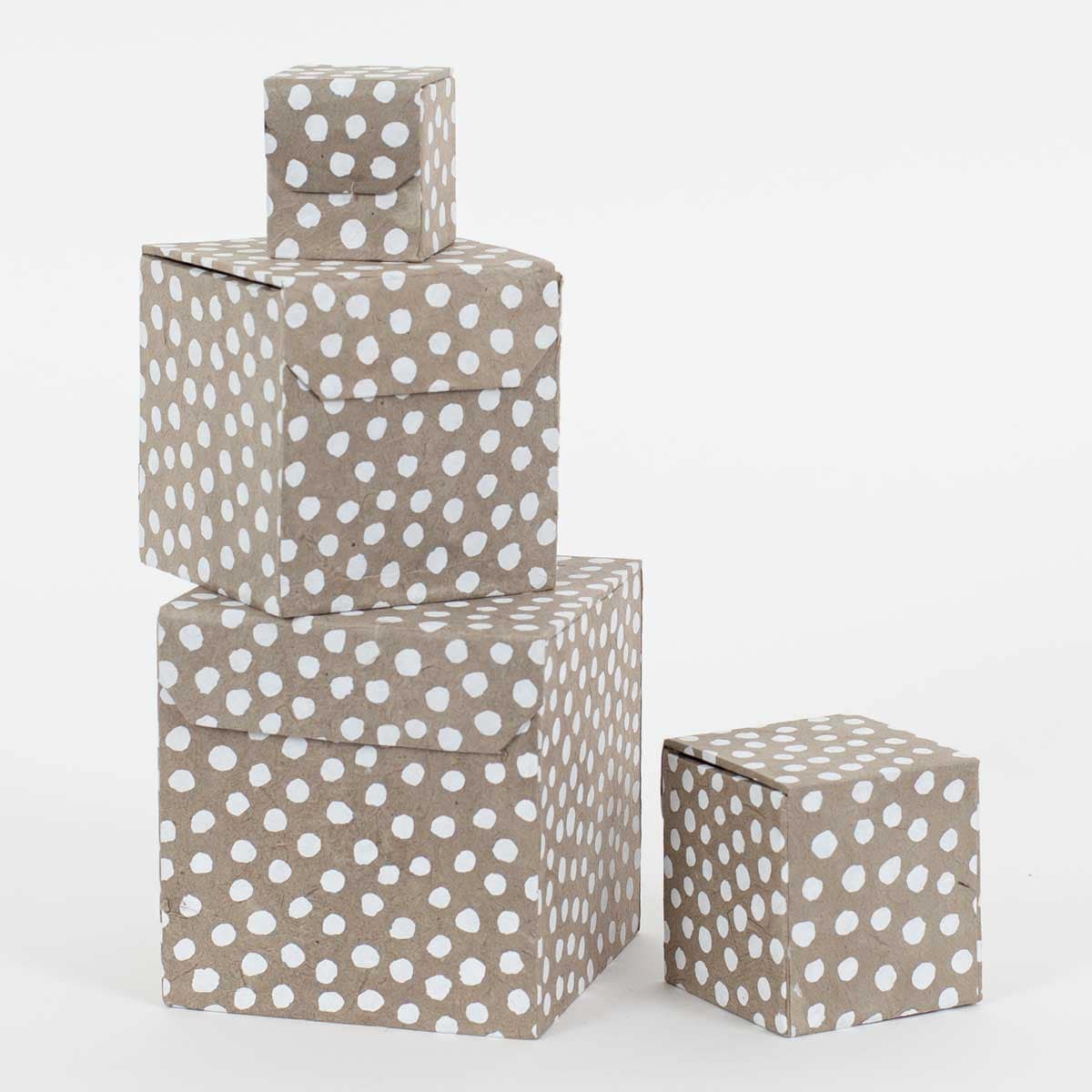 DOTTED Boxes 4-set, beige/white