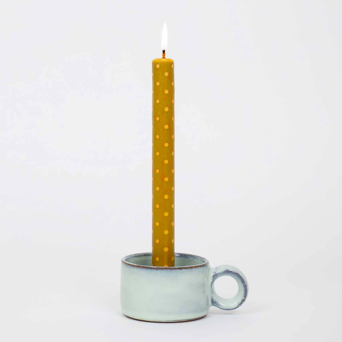 EARTH CYLINDER Ljusstake med öra, turkos