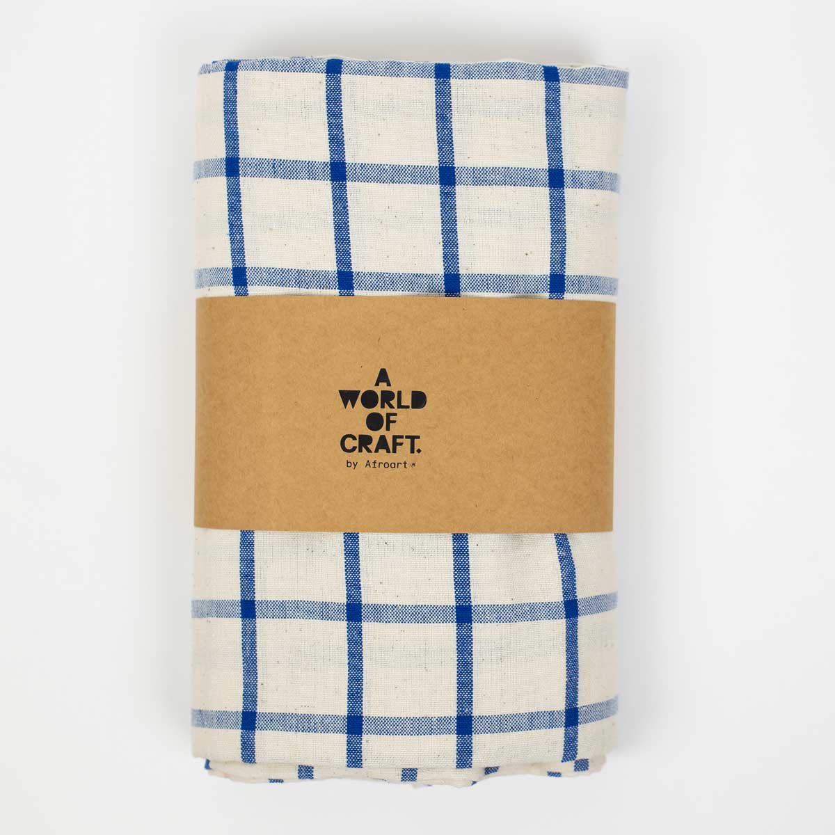 ECO BIG CHECK BLUE Duk 140x250, offwhite/blå