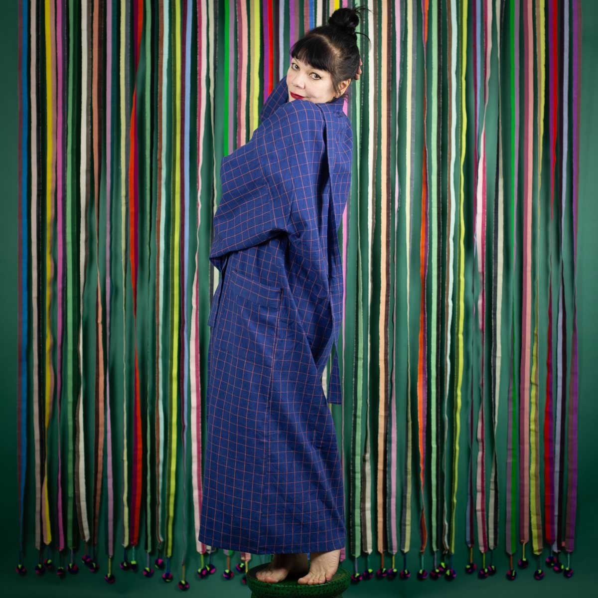ECO CHECK Kimono, blue/red