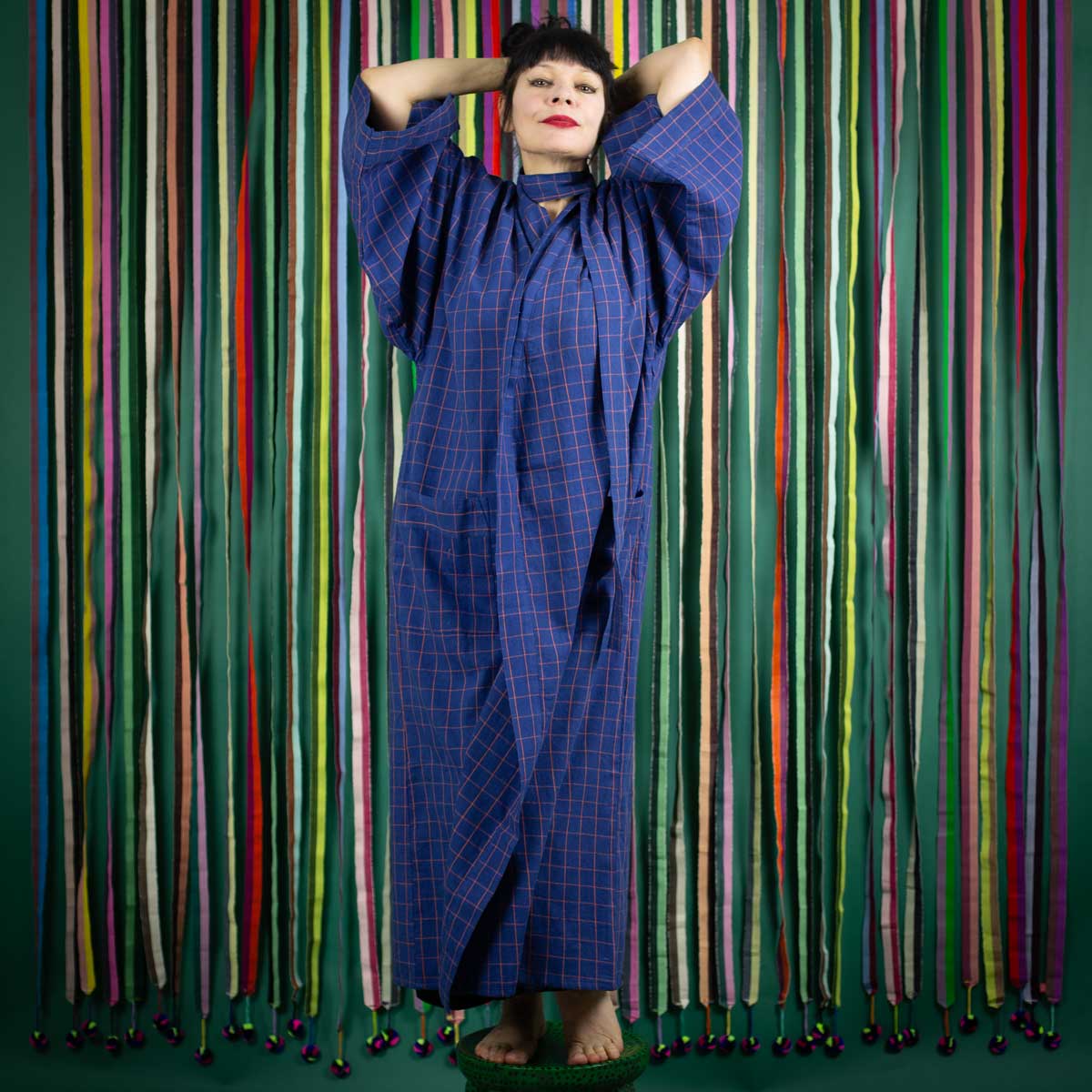 ECO CHECK Kimono, blue/red