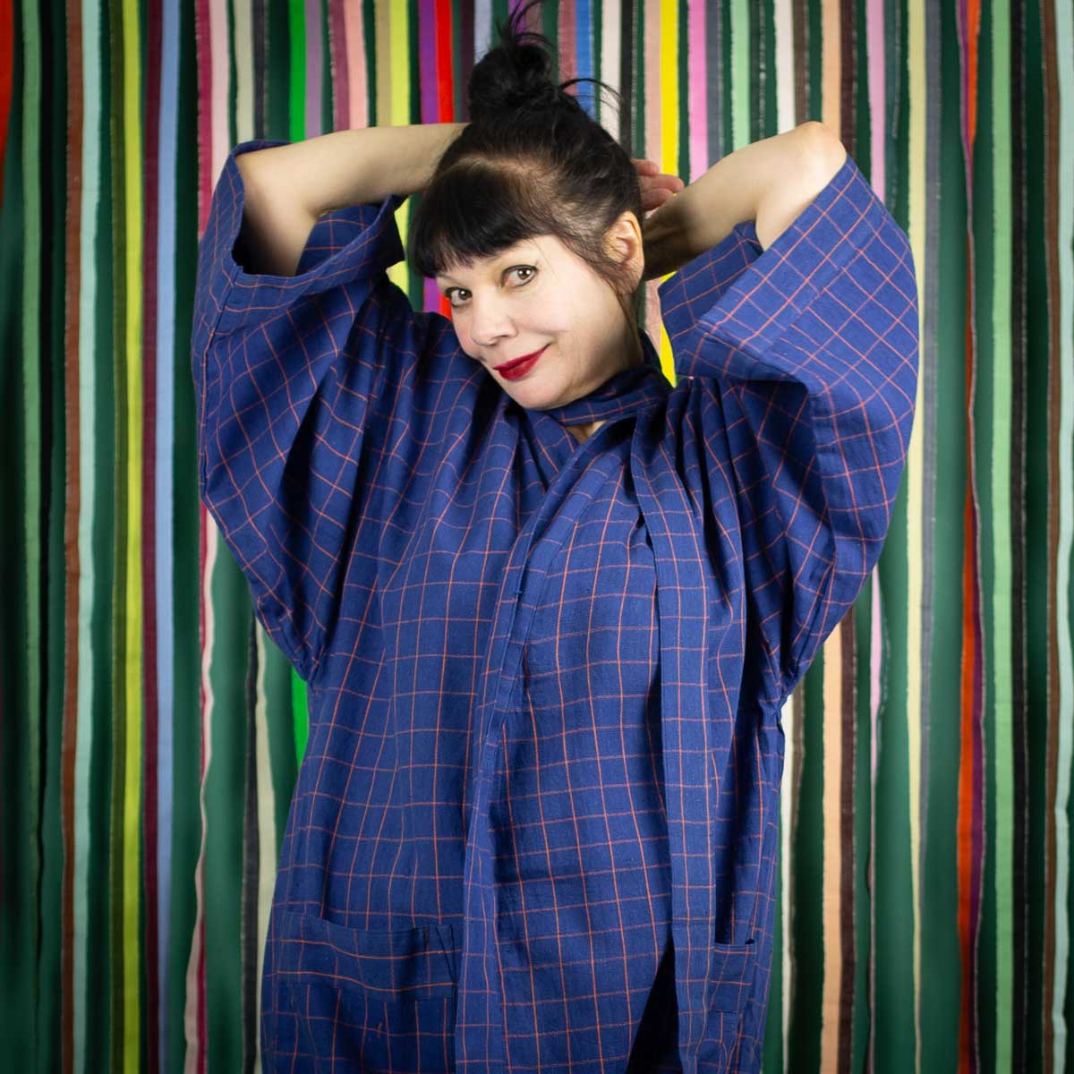 ECO CHECK Kimono, blue/red
