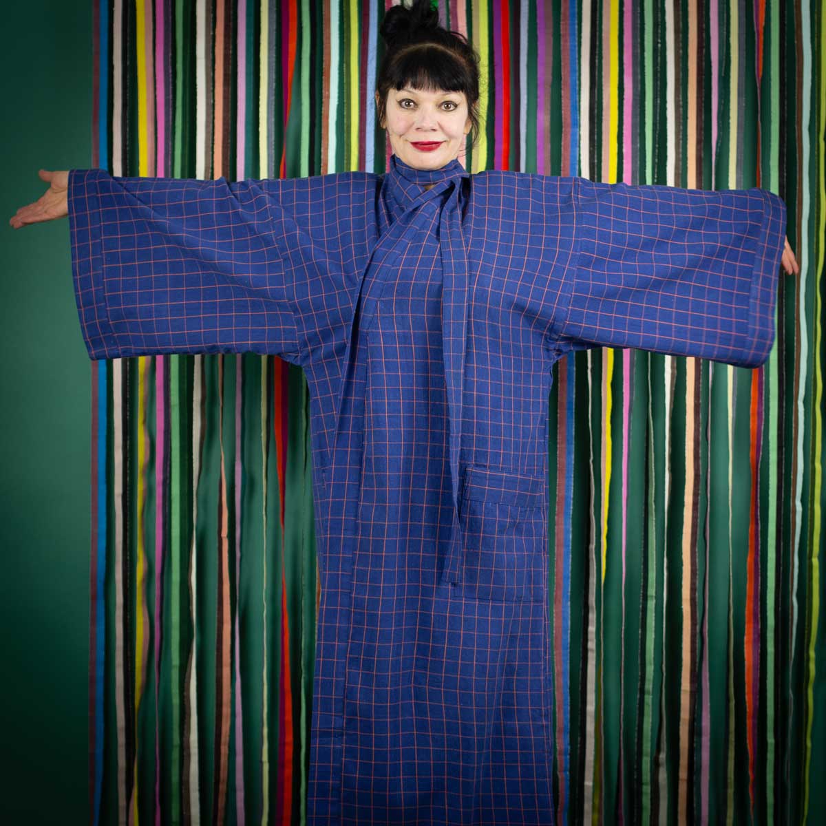 ECO CHECK Kimono, blue/red