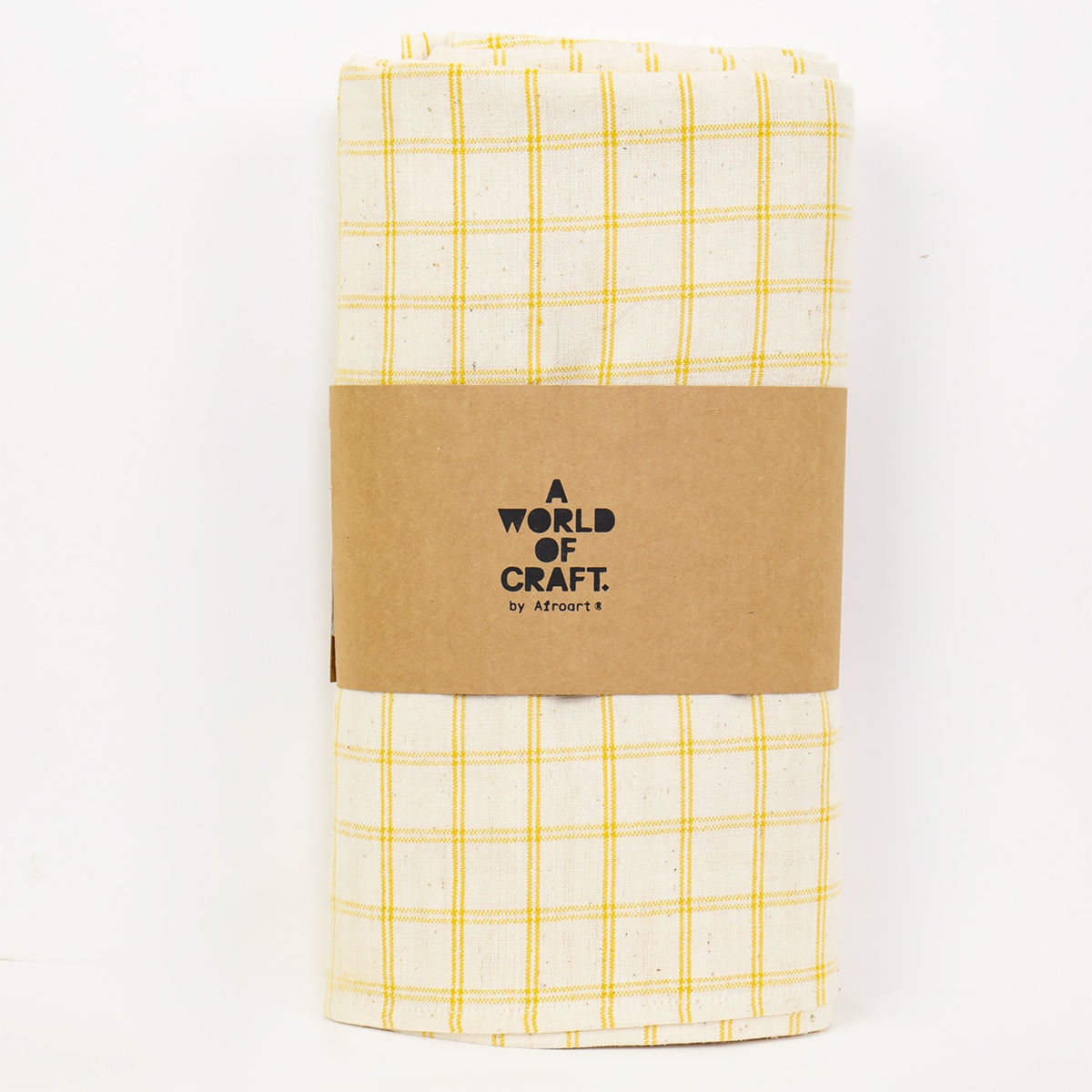 ECO DOUBLE GRID Tablecloth 140x250, offwhite/yellow