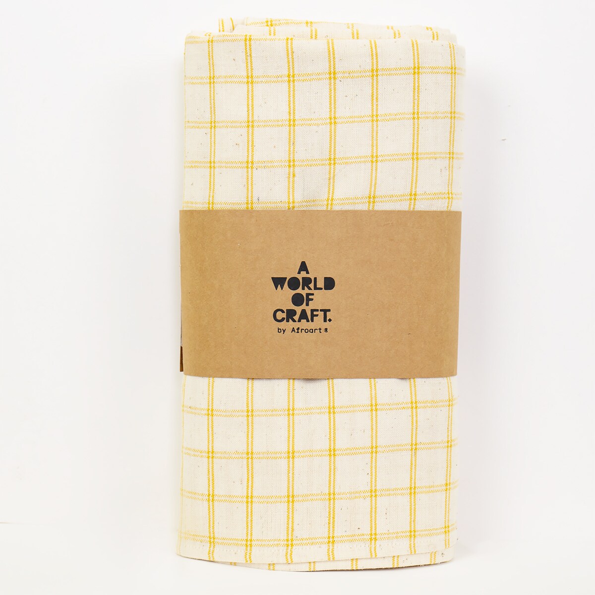 ECO DOUBLE GRID Tablecloth 140x250, offwhite/yellow