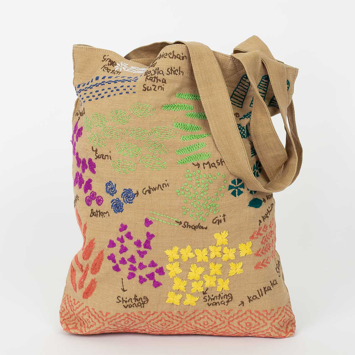 EMBROIDERY STITCH Bag, beige