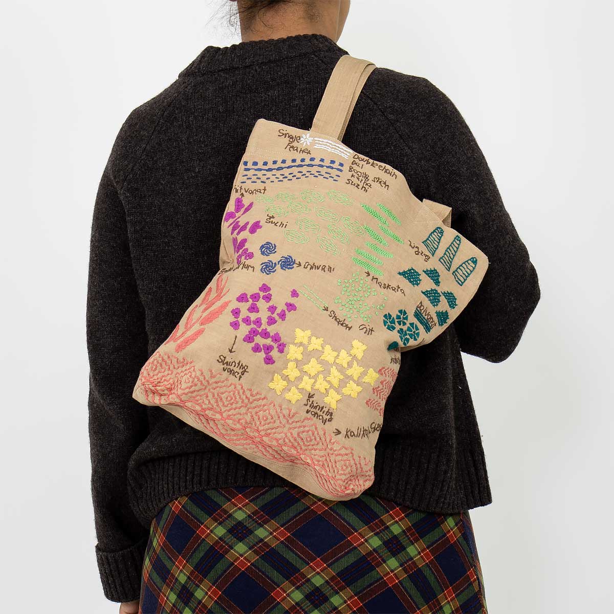 EMBROIDERY STITCH Bag, beige