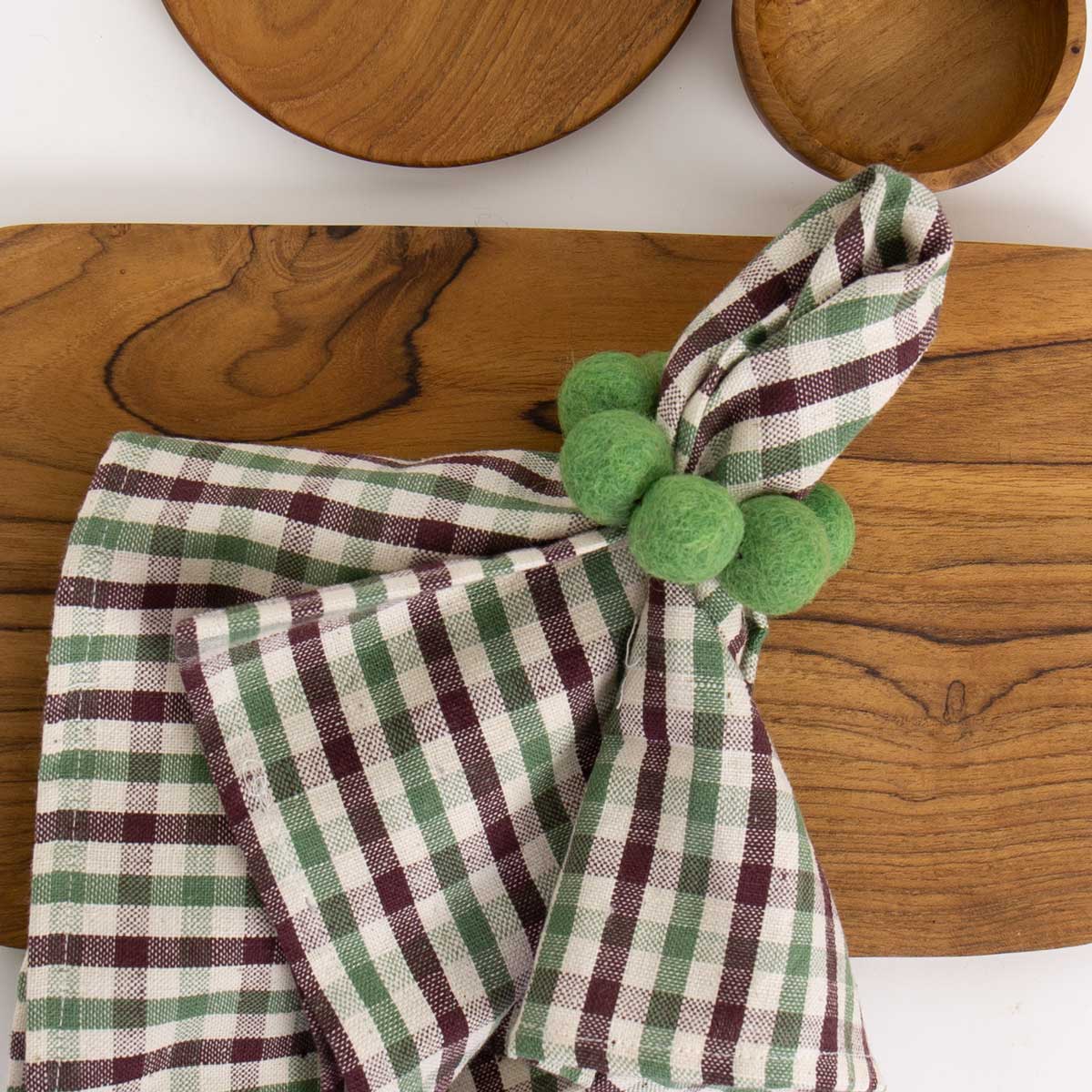 ECO BUFFALO Napkins 2-p, white/green/wine