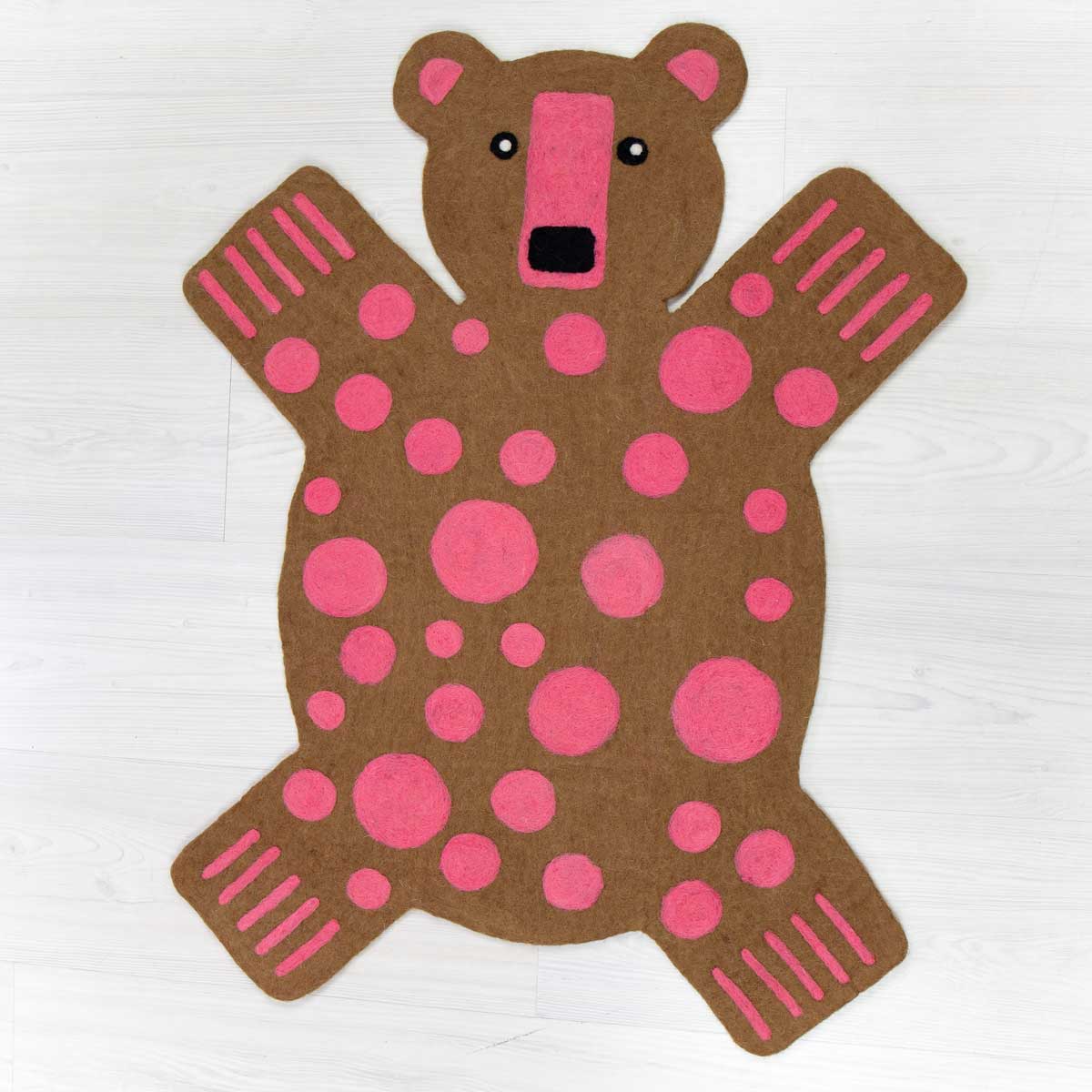 FELT BEAR Matta, brun/rosa