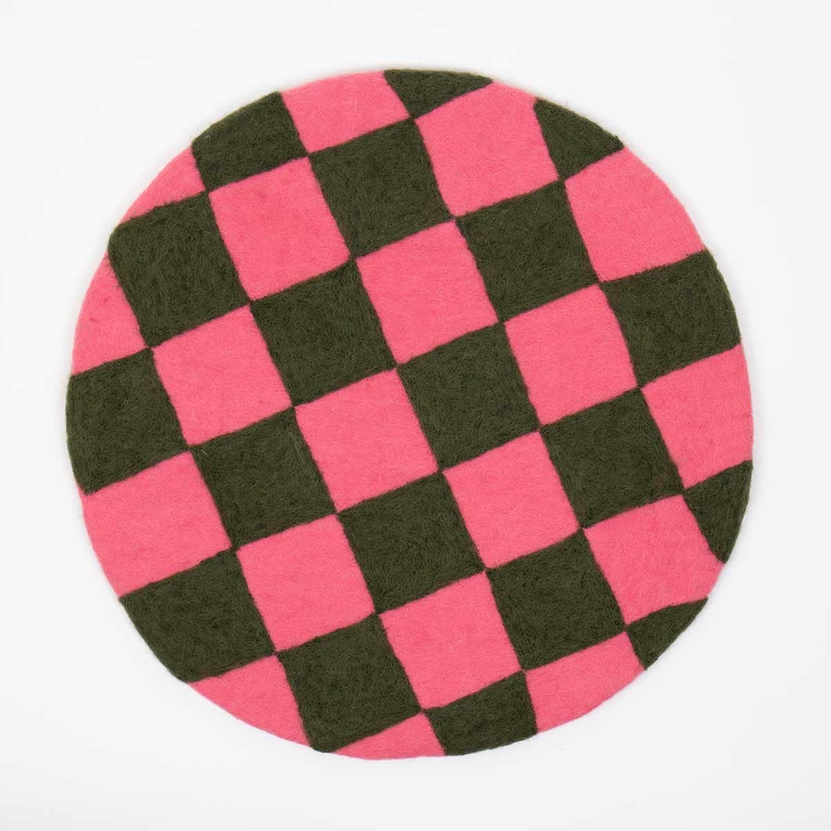 FELT CHESS Seat pad, coral/dark green