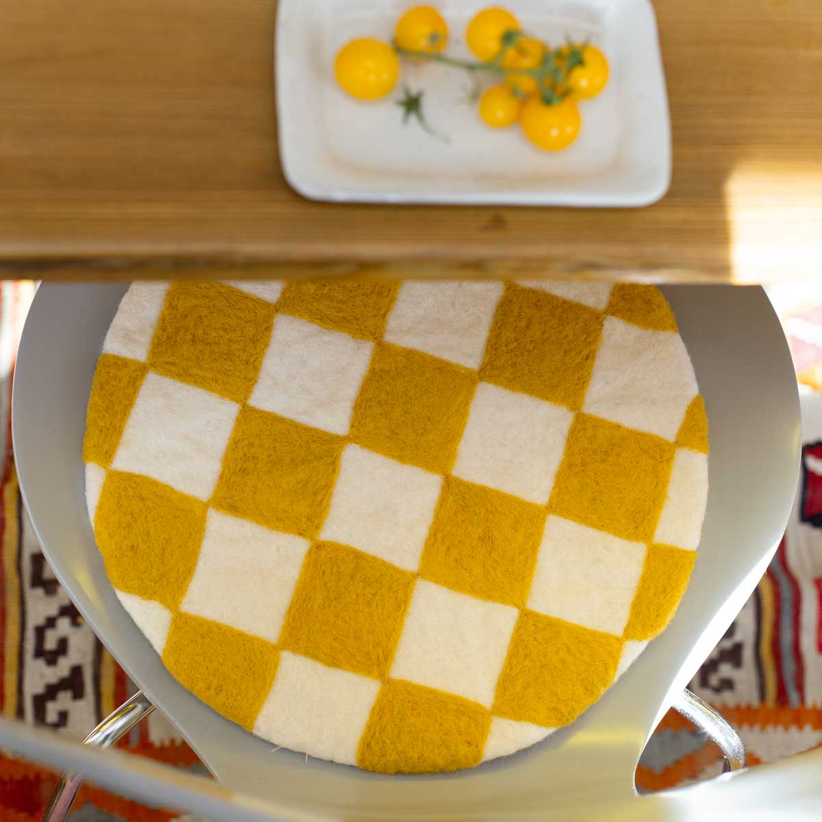 FELT CHESS Sittdyna, offwhite/senap