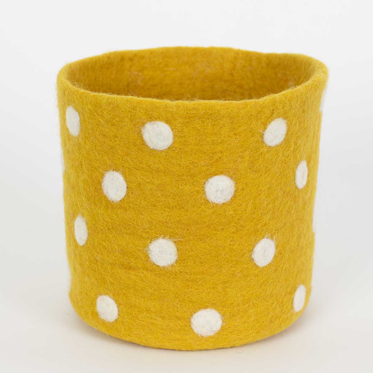 FELT DOTS Basket, yellow/offwhite