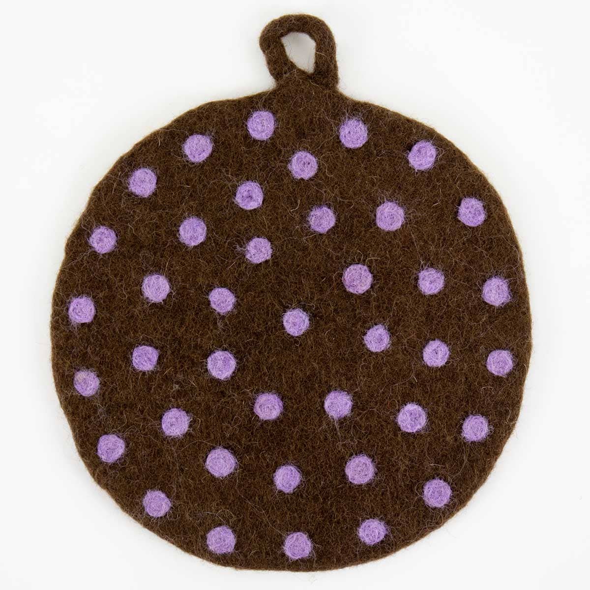 FELT DOT Potholder, brown/lilac