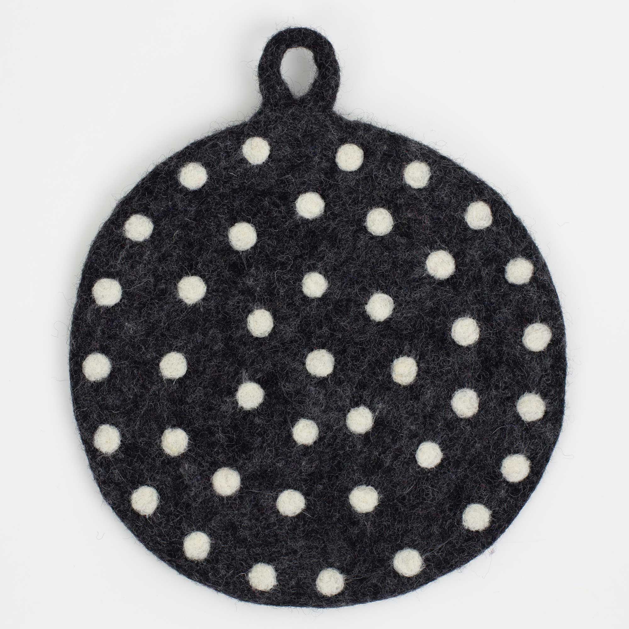 FELT DOT Potholder, dark grey/white