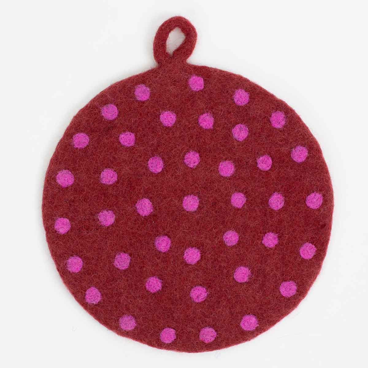 FELT DOT Potholder, red/pink