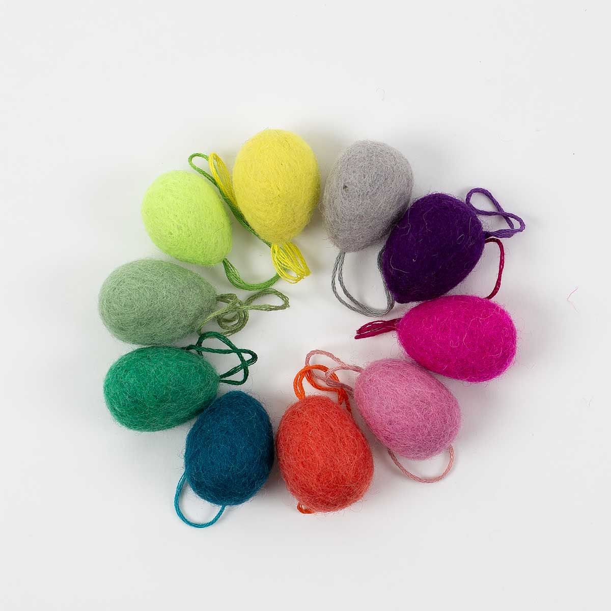 FELT EGG BRIGHT Easter ornament, 10-p