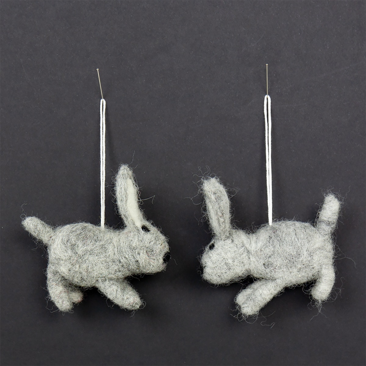 FELT RABBIT Easter ornament, grey