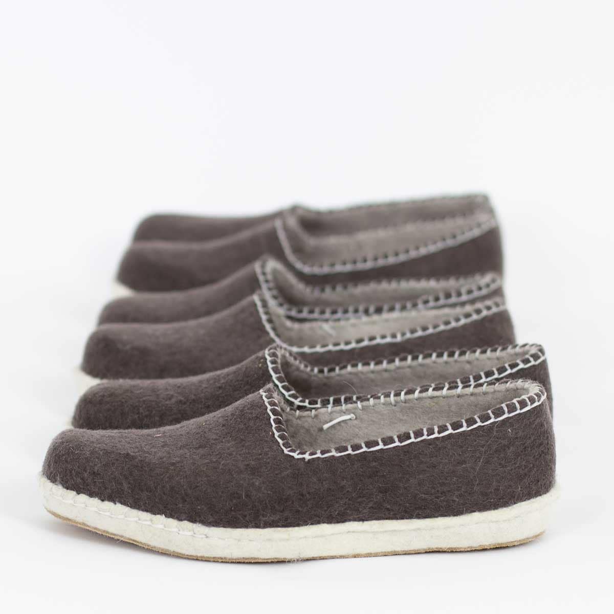FELT Slippers 36, brown/white