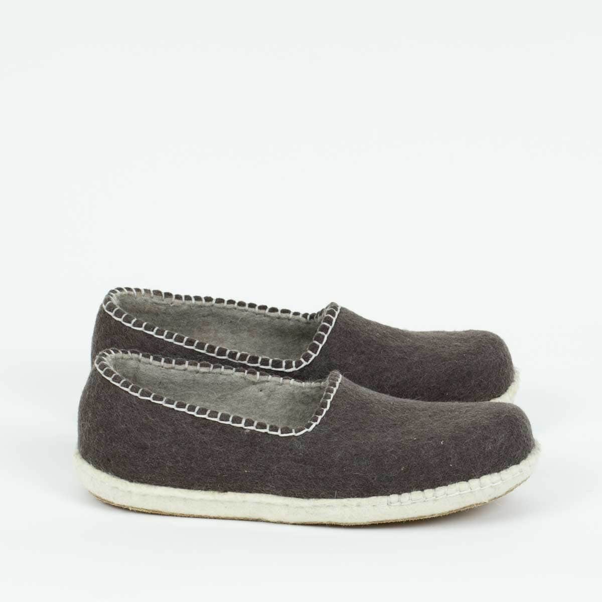 FELT Tofflor, brun/vit