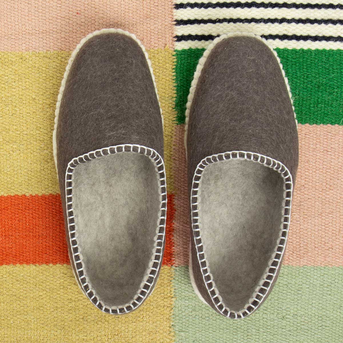FELT Slippers 36, brown/white
